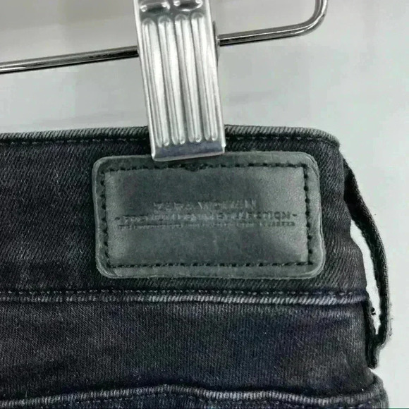 Zara Woman Premium Denim Black Skinny Distressed Jeans Size 8 - Picture 9 of 12